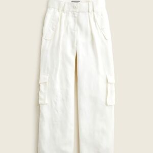 J. Crew Collection Cupro Blend Flowy Cream Cargo Pants size 2
